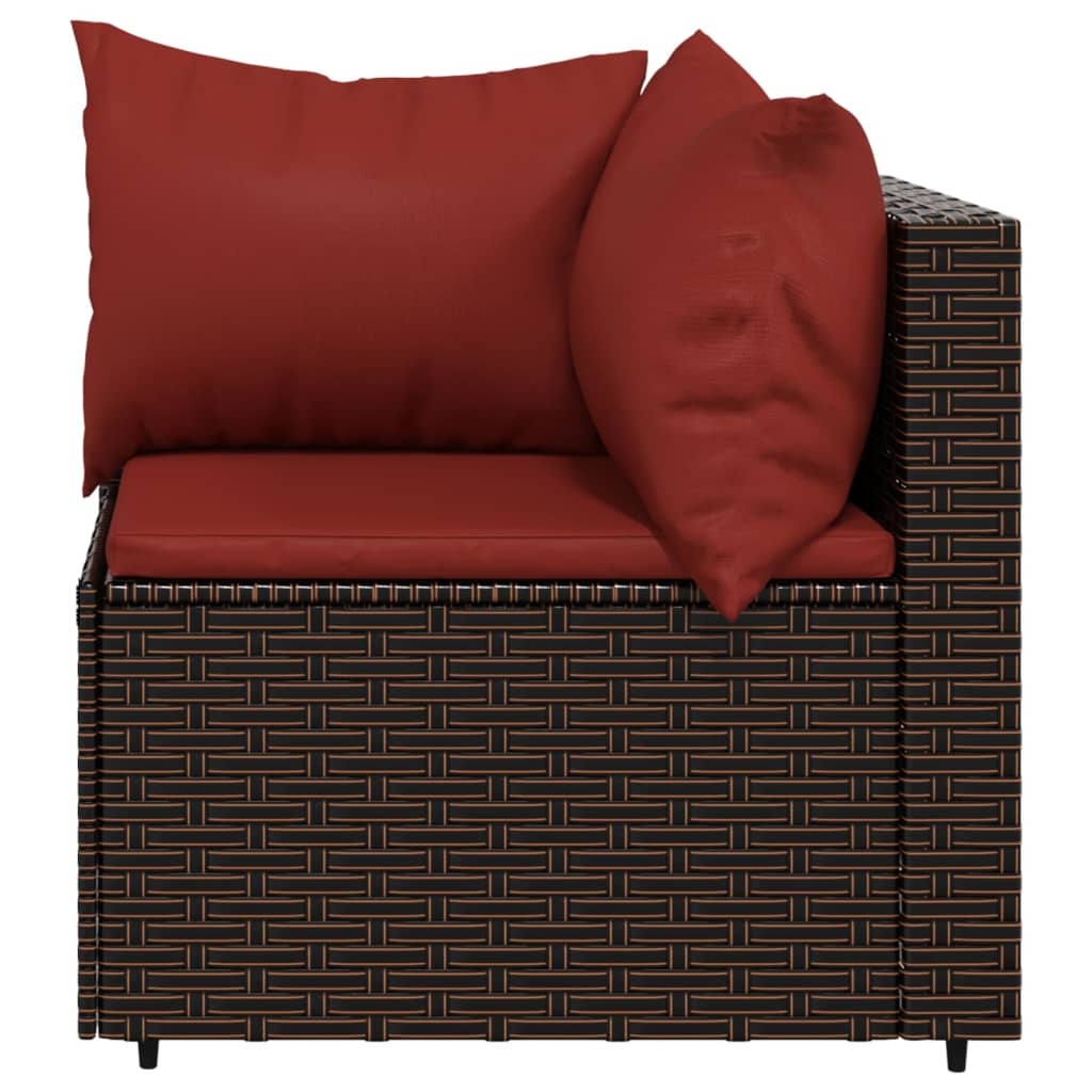 vidaXL 4-tlg. Garten-Lounge-Set mit Kissen Braun Poly Rattan