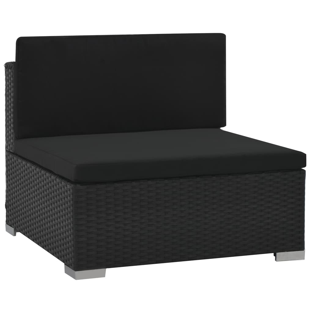 vidaXL 6-tlg. Garten-Lounge-Set mit Kissen Poly Rattan Schwarz