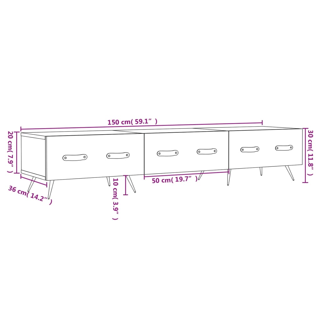 vidaXL TV-Schrank Betongrau 150x36x30 cm Holzwerkstoff