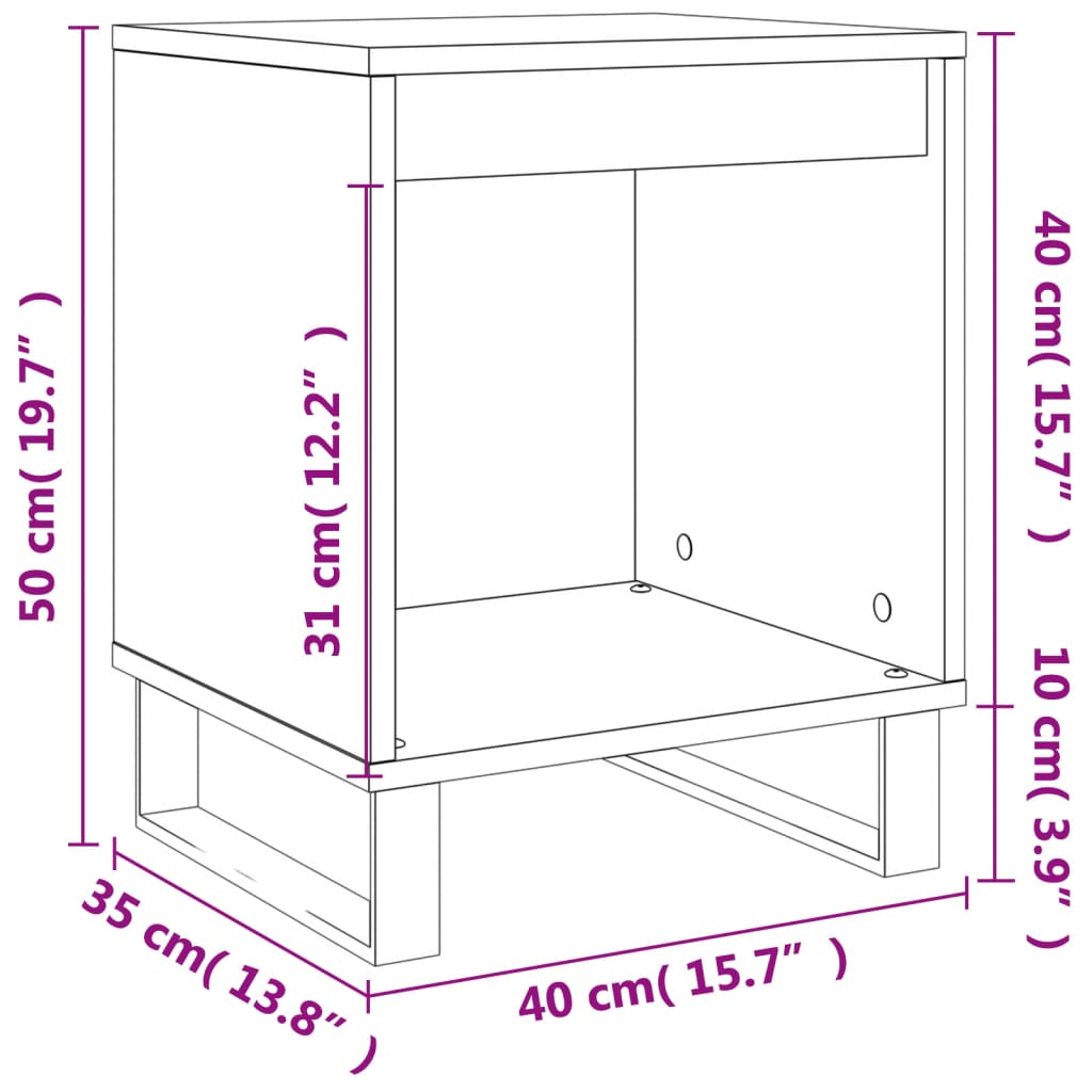 vidaXL Nachttisch Grau Sonoma 40x35x50 cm Holzwerkstoff