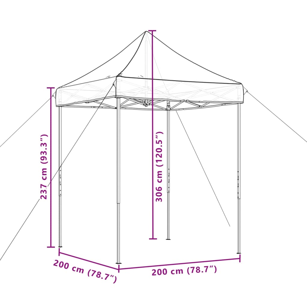 vidaXL Partyzelt Faltbar Pop-Up Burgunderrot 200x200x306 cm