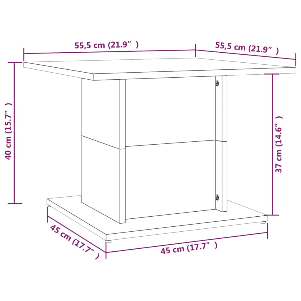 vidaXL Couchtisch Grau Sonoma 55,5x55,5x40 cm Holzwerkstoff