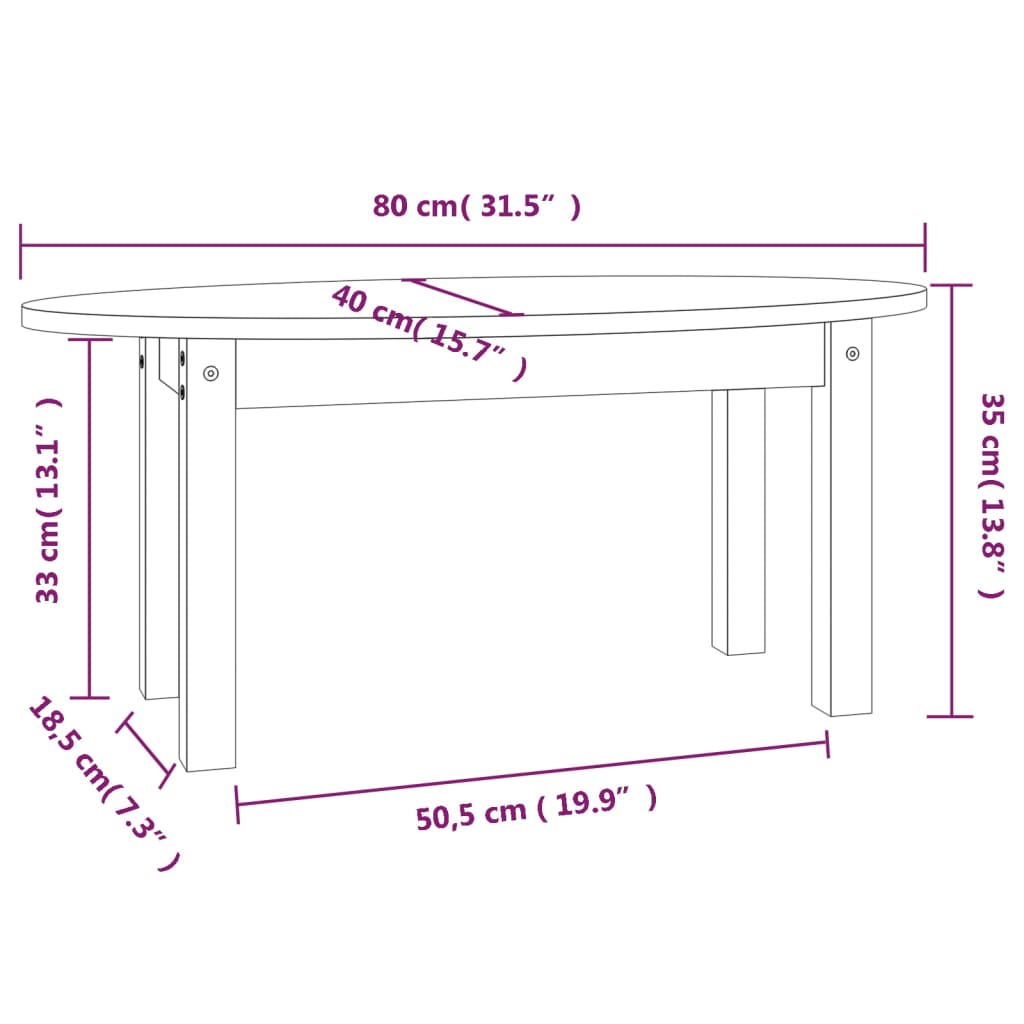 vidaXL Couchtisch Honigbraun 80x40x35 cm Massivholz Kiefer