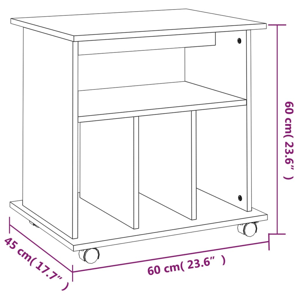 vidaXL Rollschrank Räuchereiche 60x45x60 cm Holzwerkstoff