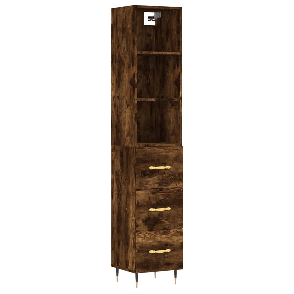 vidaXL Highboard Räuchereiche 34,5x34x180 cm Holzwerkstoff