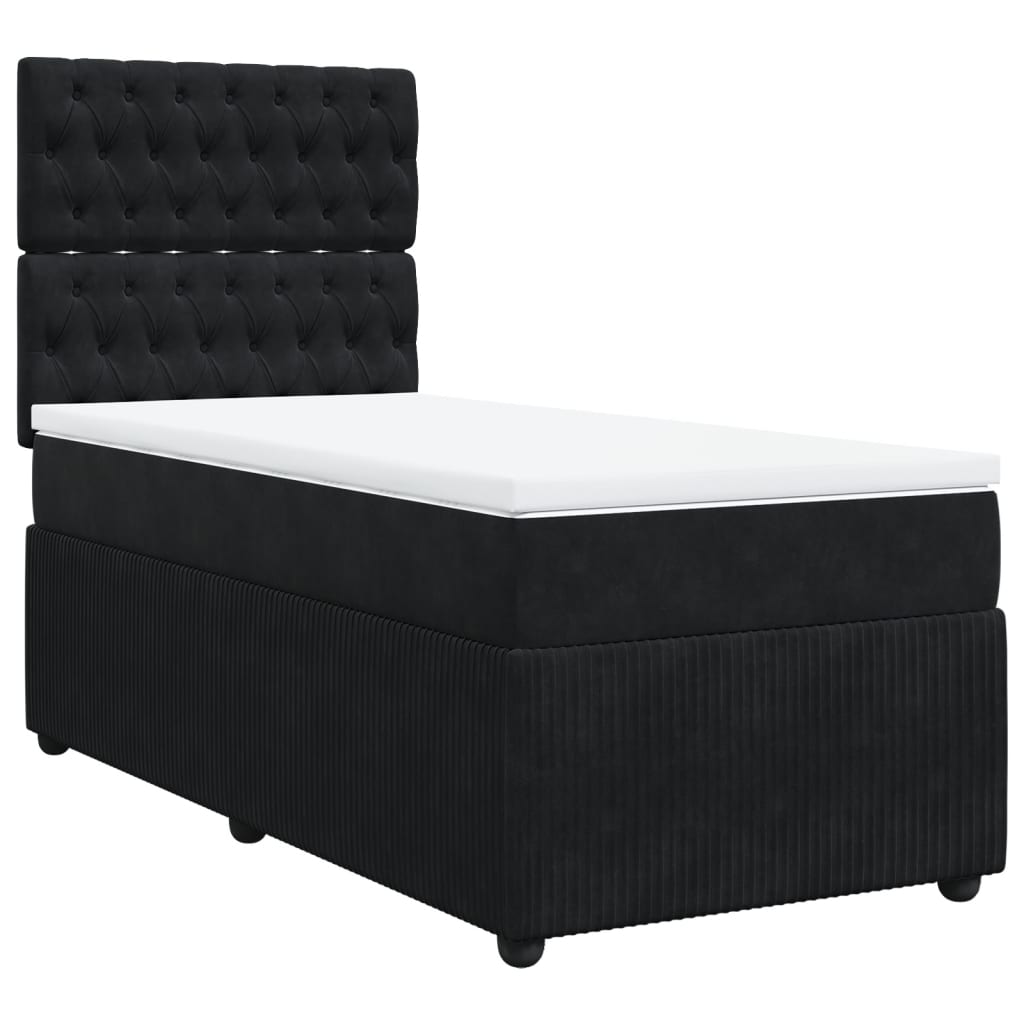 vidaXL Boxspringbett mit Matratze Schwarz 80x200 cm Samt