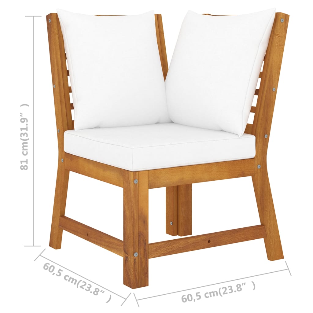 vidaXL 4-tlg. Garten-Lounge-Set mit Auflagen Creme Massivholz Akazie