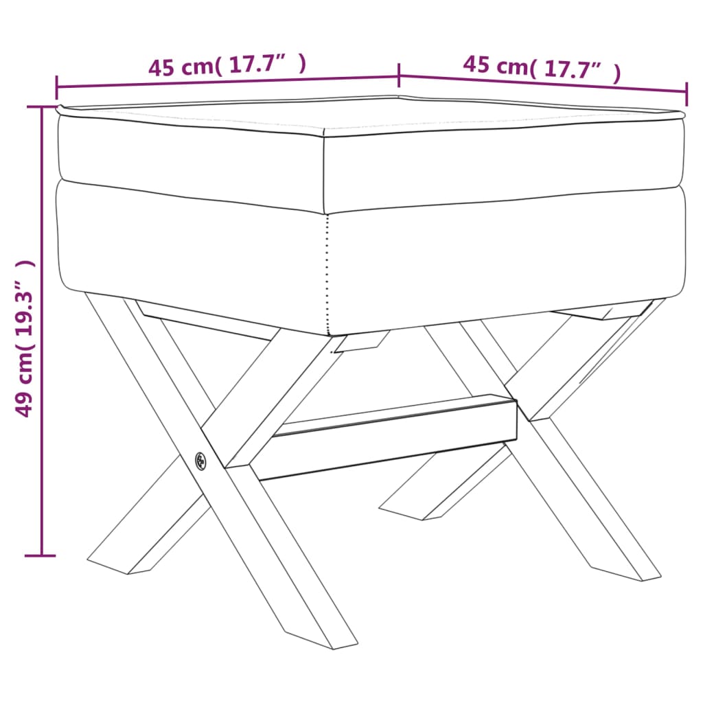 vidaXL Hocker mit Stauraum Dunkelgrau 45x45x49 cm Stoff