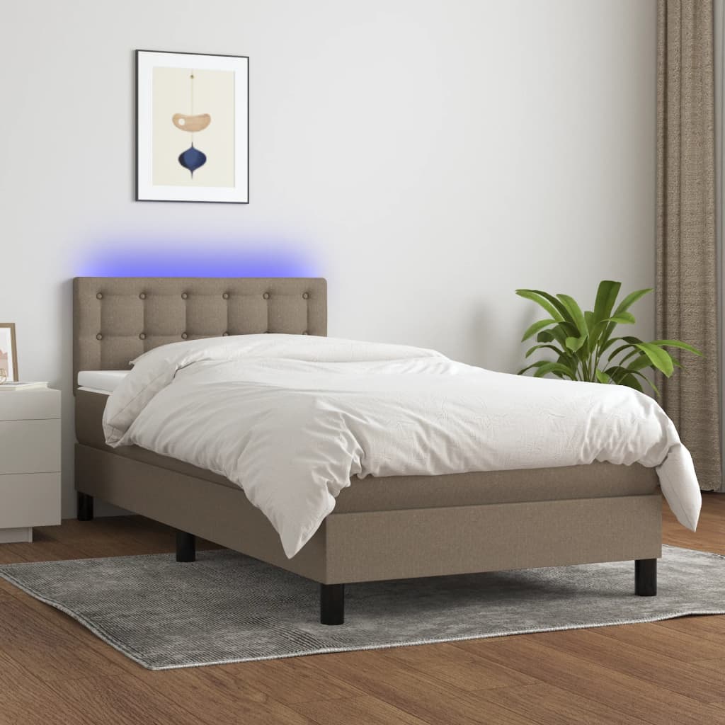 vidaXL Boxspringbett mit Matratze & LED Taupe 80x200 cm Stoff