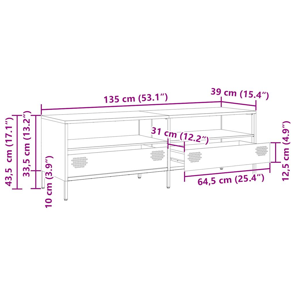 vidaXL TV-Schrank Senfgelb 135x39x43,5 cm Kaltgewalzter Stahl