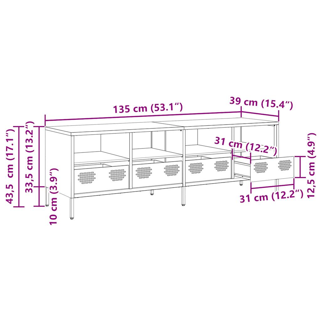 vidaXL TV-Schrank Rosa 135x39x43,5 cm Kaltgewalzter Stahl