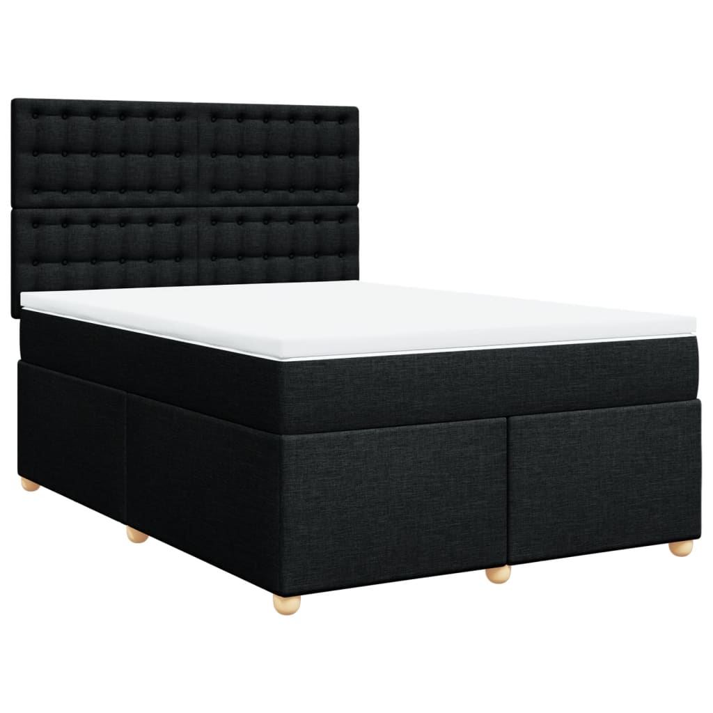 vidaXL Boxspringbett mit Matratze Schwarz 140x200 cm Stoff