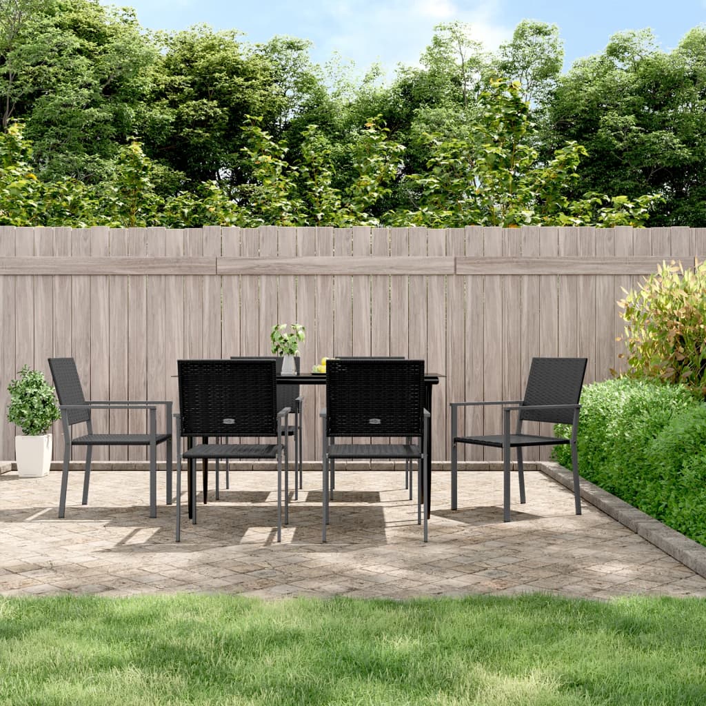 vidaXL 7-tlg. Garten-Essgruppe Poly Rattan und Stahl