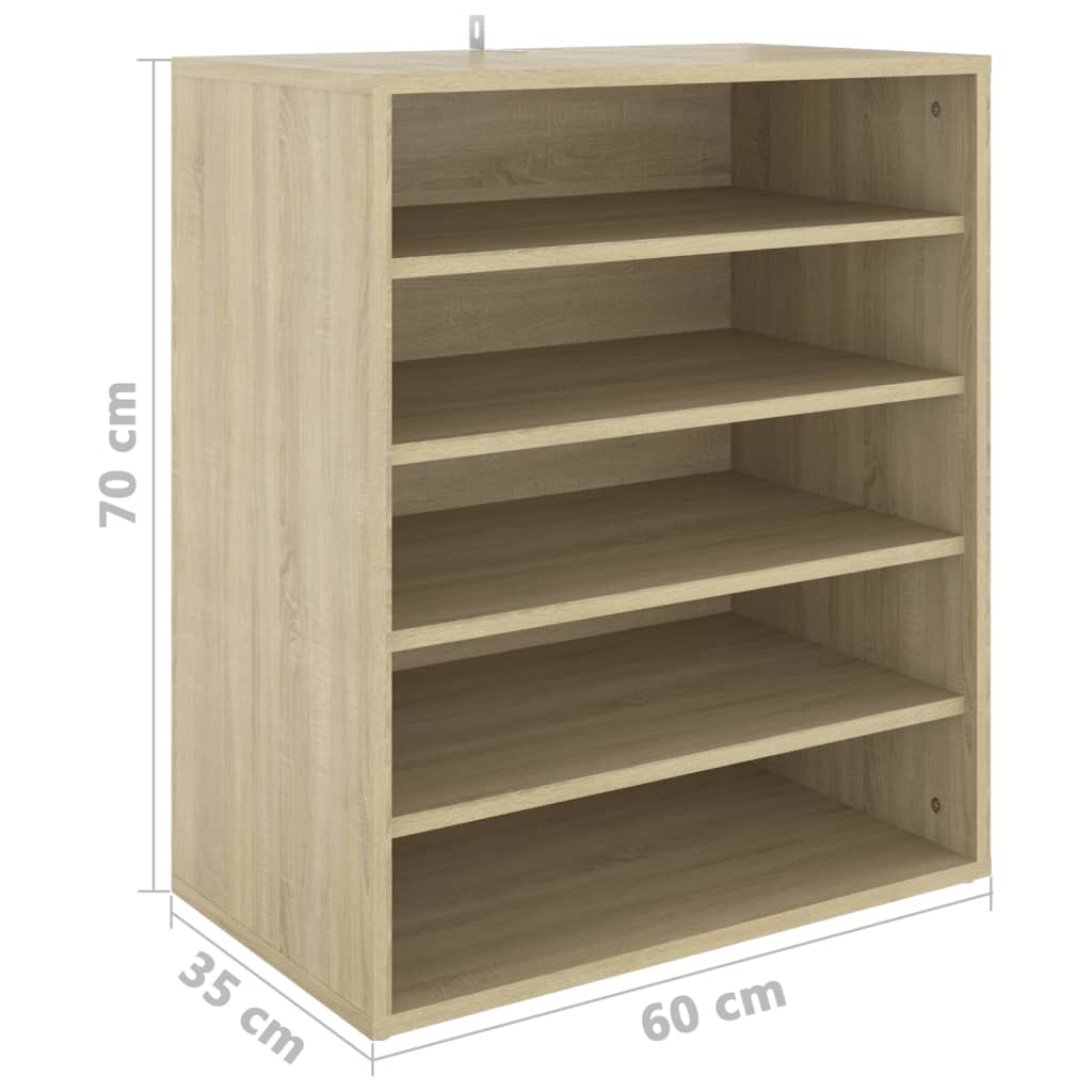 vidaXL Schuhschrank Sonoma-Eiche 60x35x70 cm Holzwerkstoff