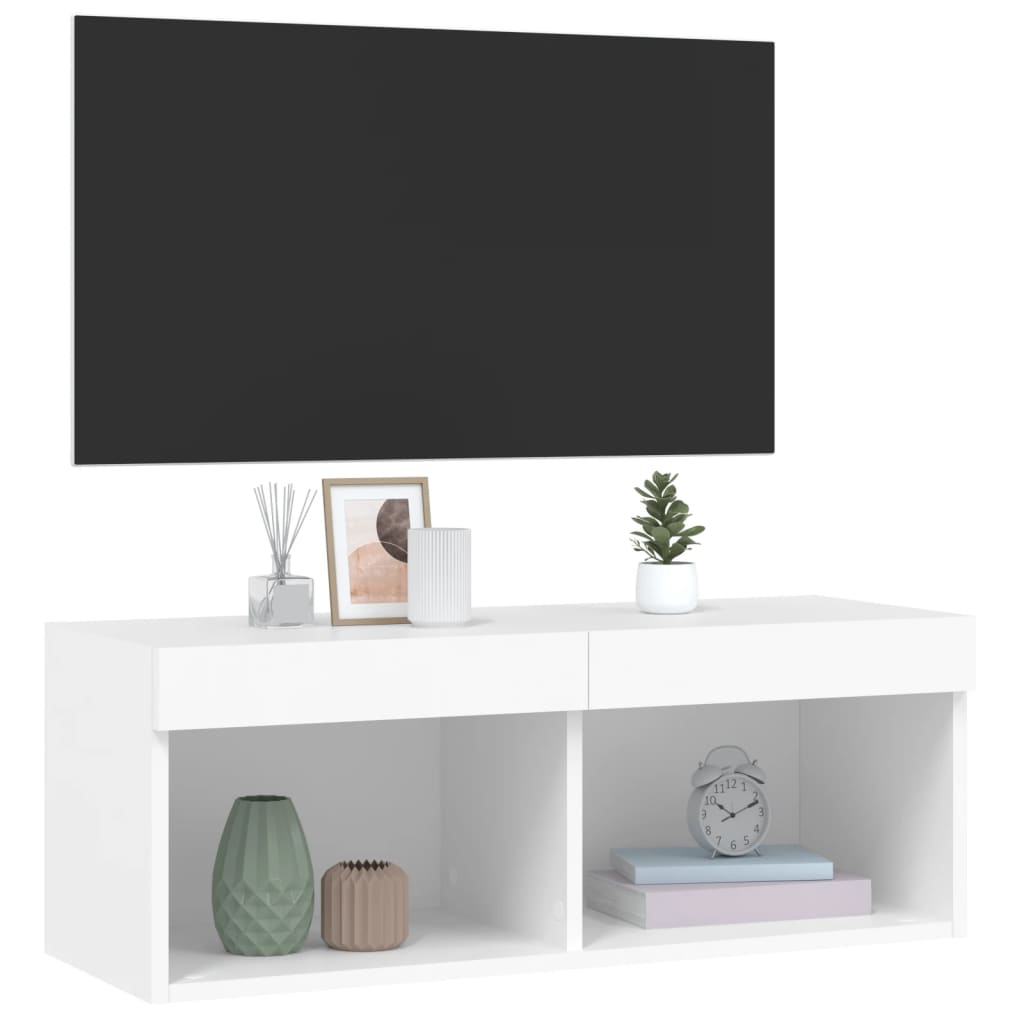 vidaXL TV-Schrank mit LED-Leuchten Weiß 80x30x30 cm