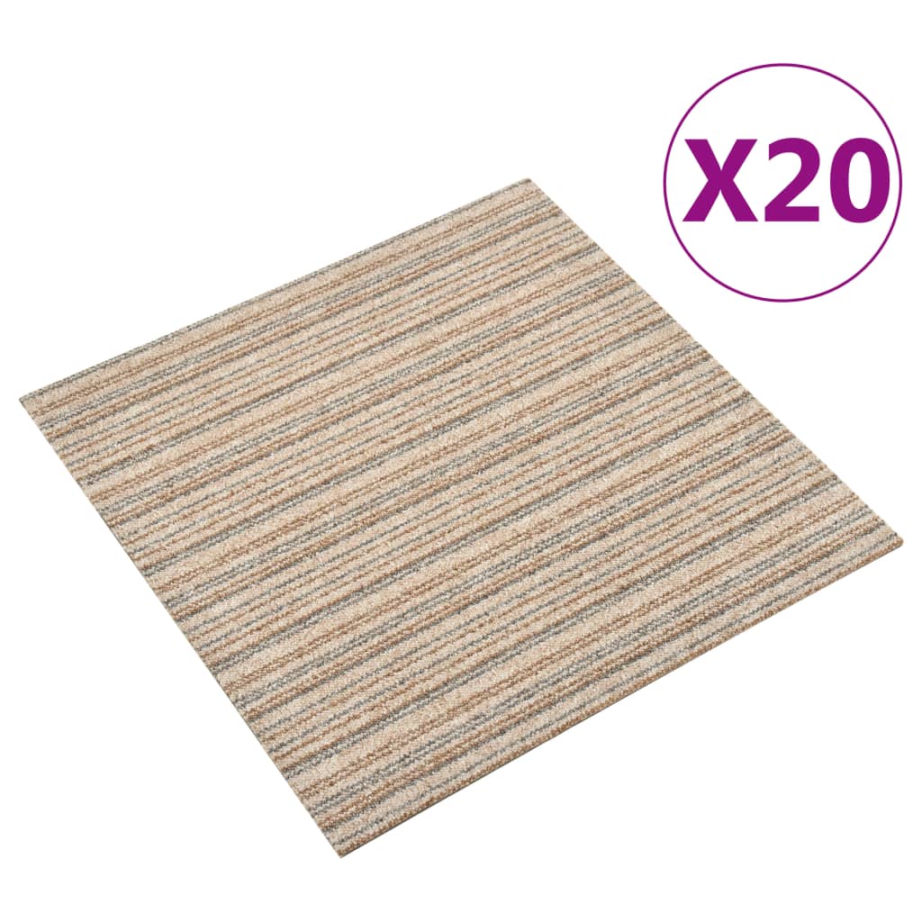 vidaXL Teppichfliesen 20 Stk. 5 m² 50x50 cm Gestreift Beige