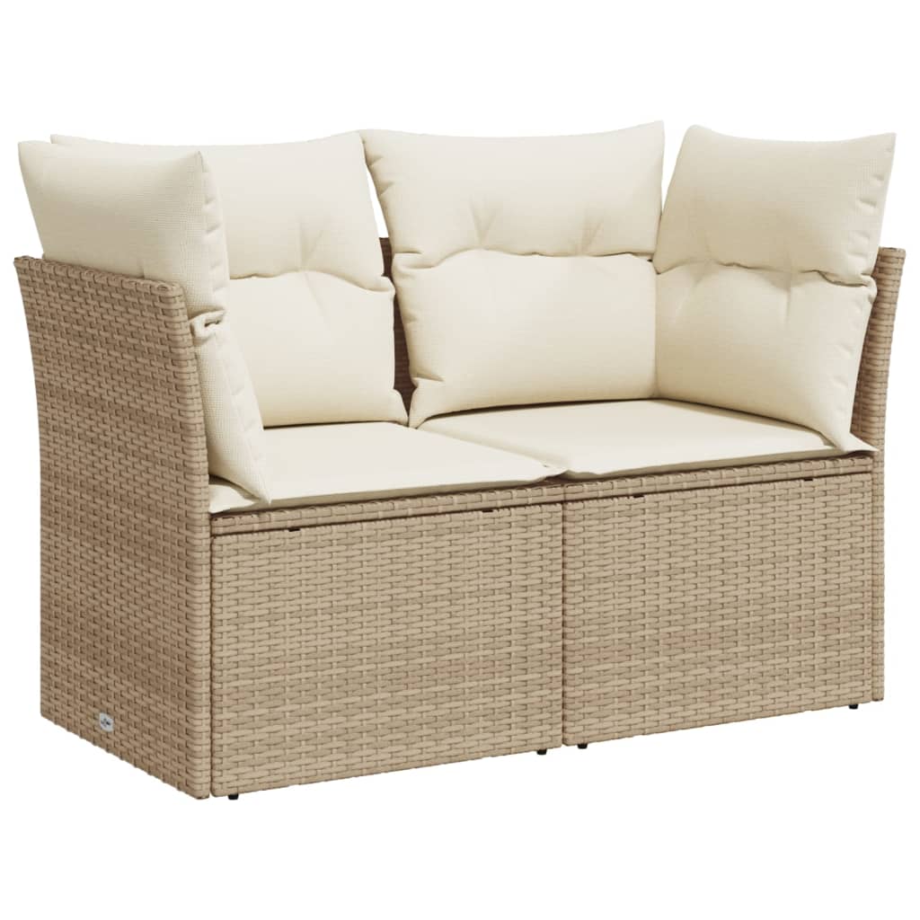 vidaXL Gartensofa mit Kissen 2-Sitzer Beige Poly Rattan