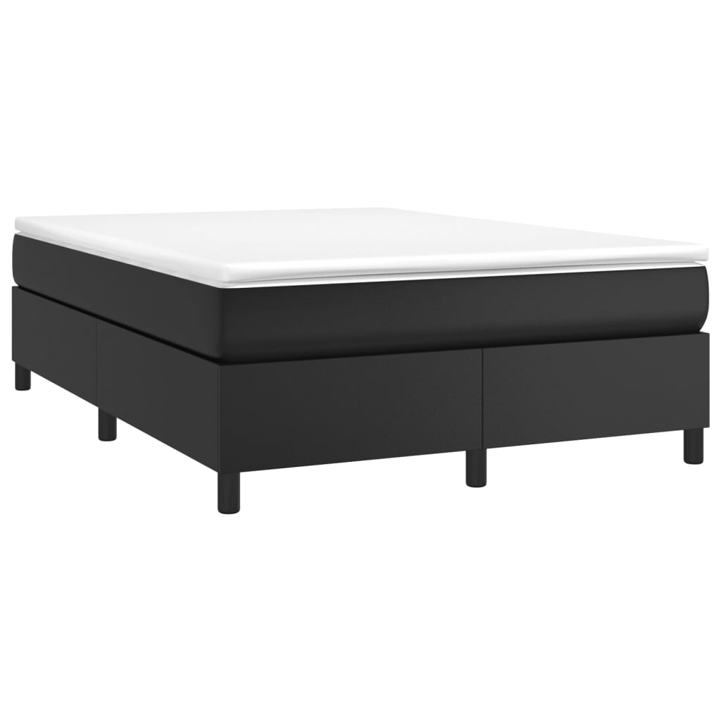 vidaXL Boxspringbett mit Matratze Schwarz 140x190 cm Kunstleder