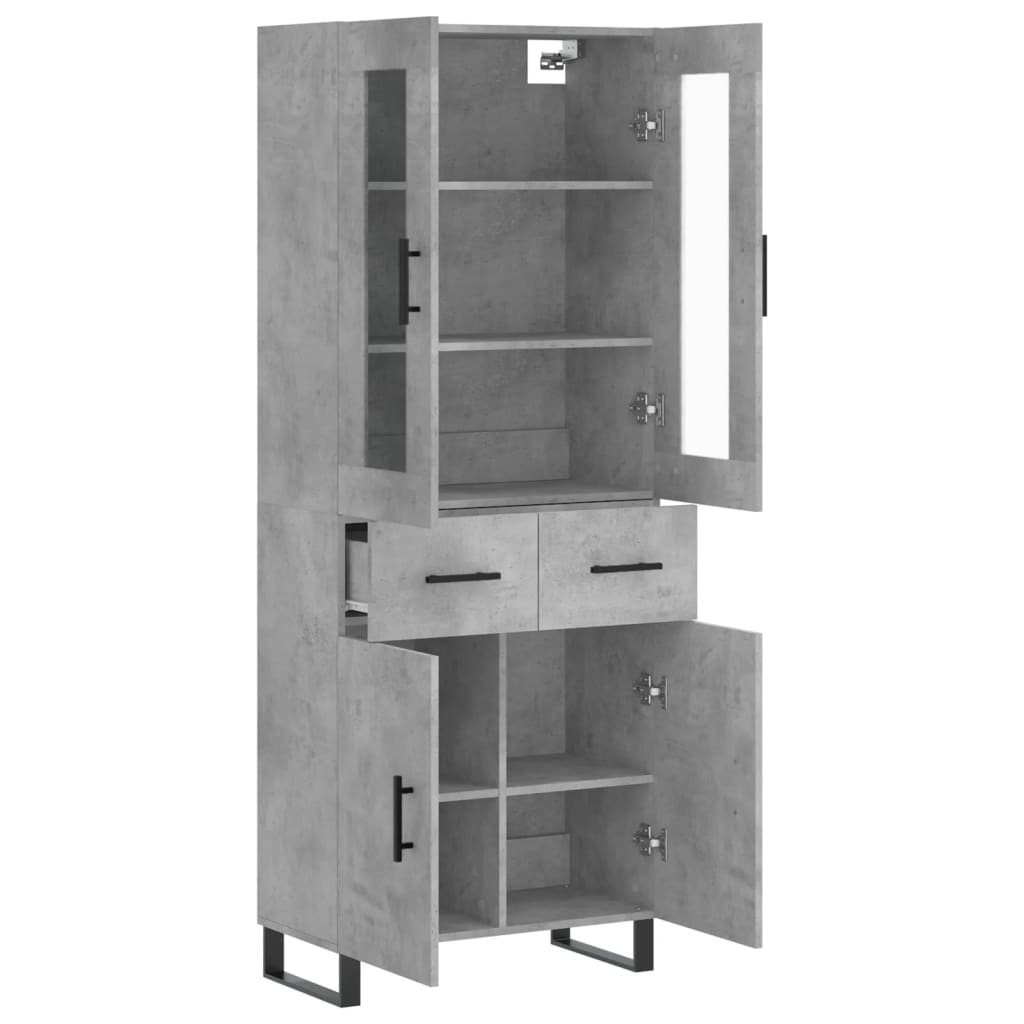 vidaXL Highboard Betongrau 69,5x34x180 cm Holzwerkstoff