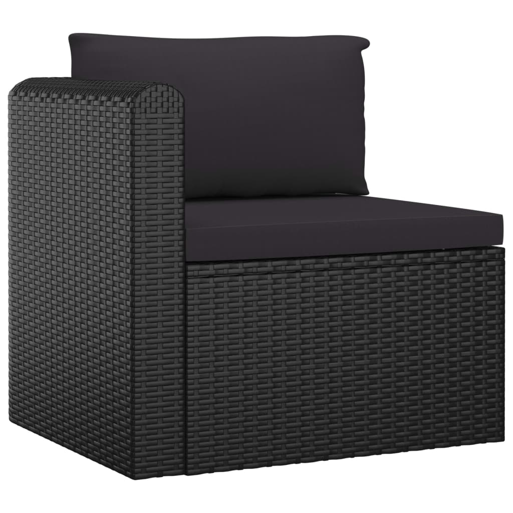 vidaXL 9-tlg. Garten-Lounge-Set mit Kissen Poly Rattan Schwarz