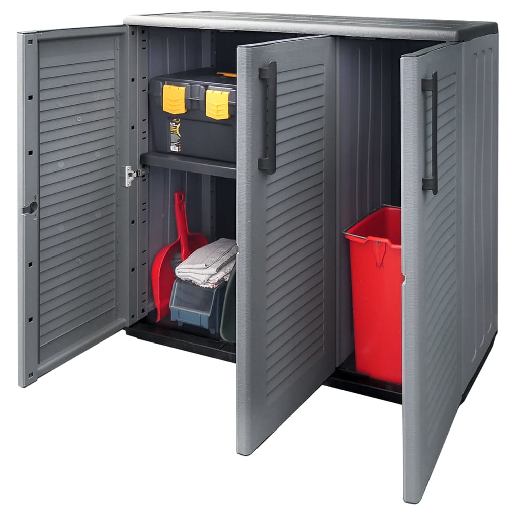 vidaXL Gartenschrank Grau und Schwarz 102x37x84 cm PP