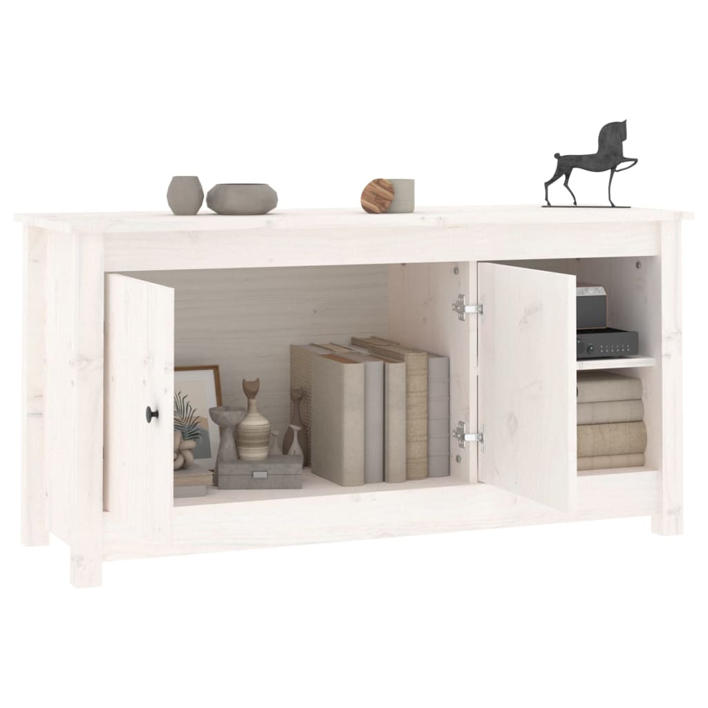 vidaXL TV-Schrank Weiß 103x36,5x52 cm Massivholz Kiefer