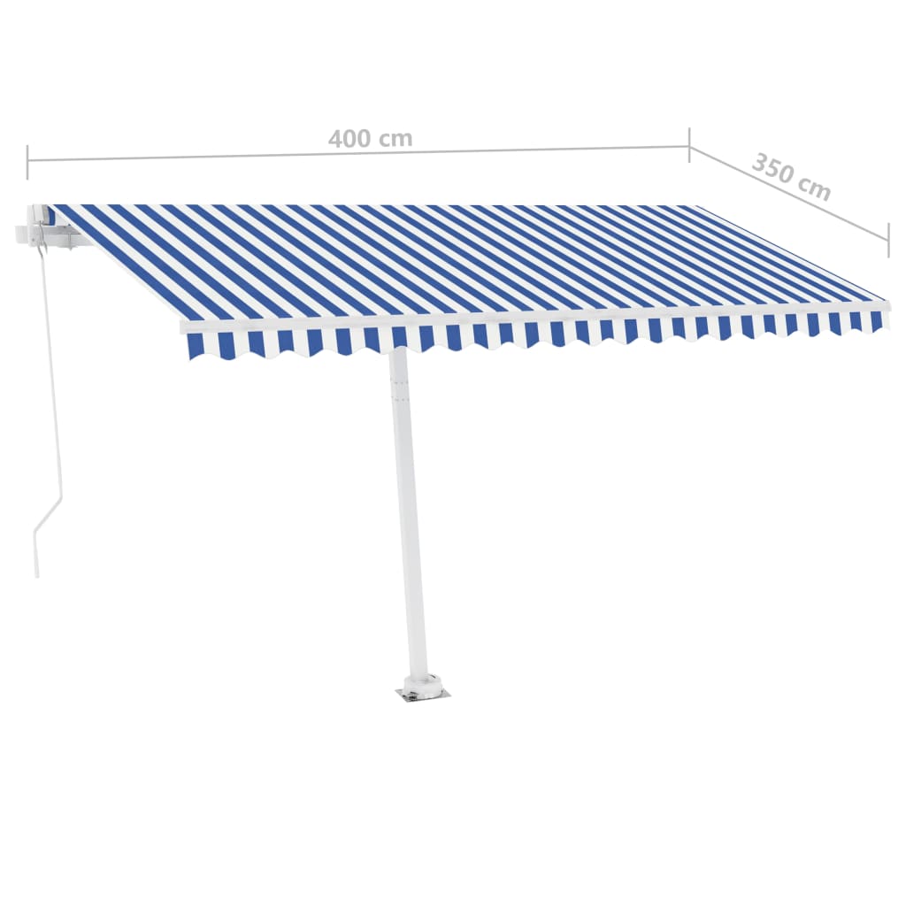 vidaXL Standmarkise Manuell Einziehbar 400x350 cm Blau/Weiß