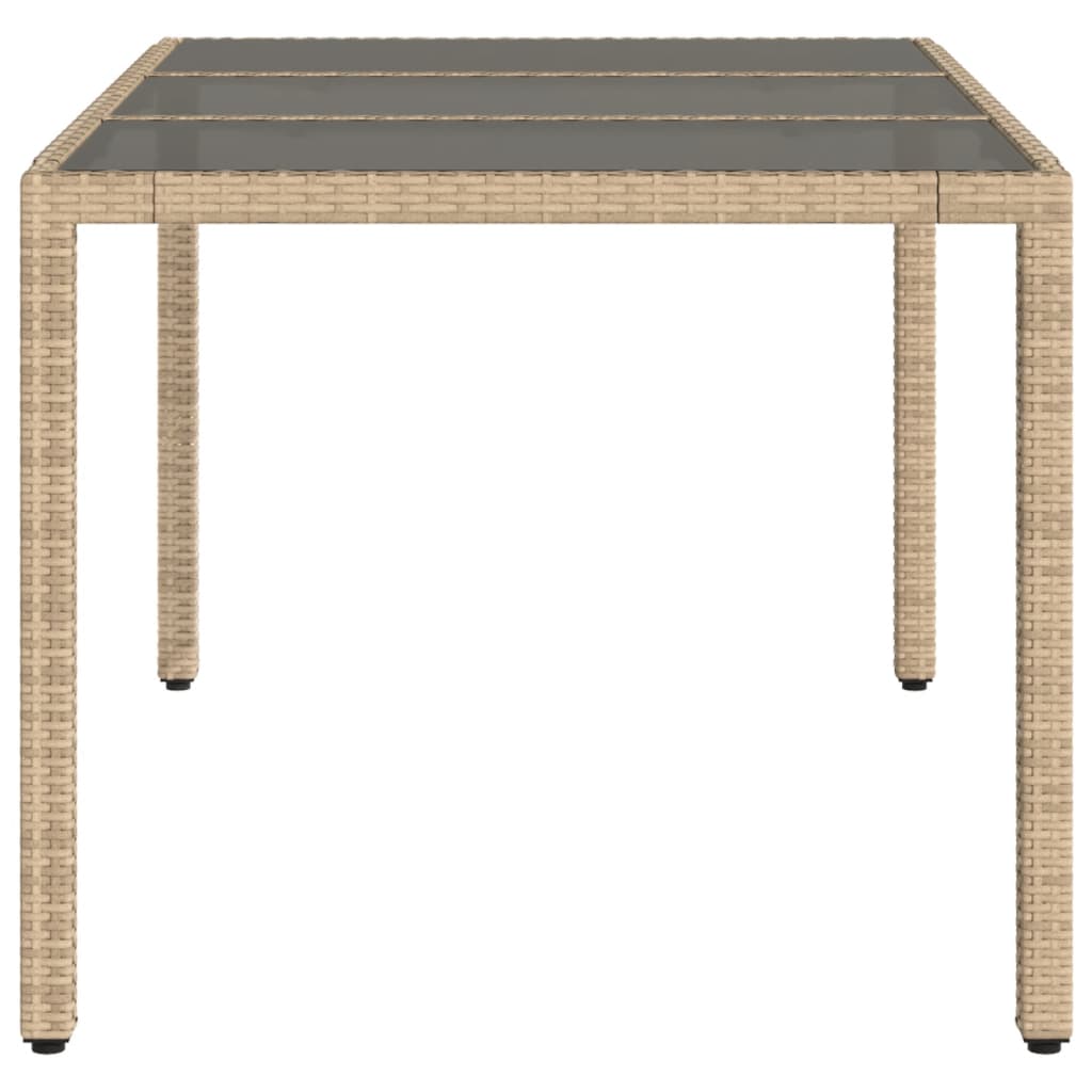 vidaXL Gartentisch mit Glasplatte Beige 150x90x75 cm Poly Rattan