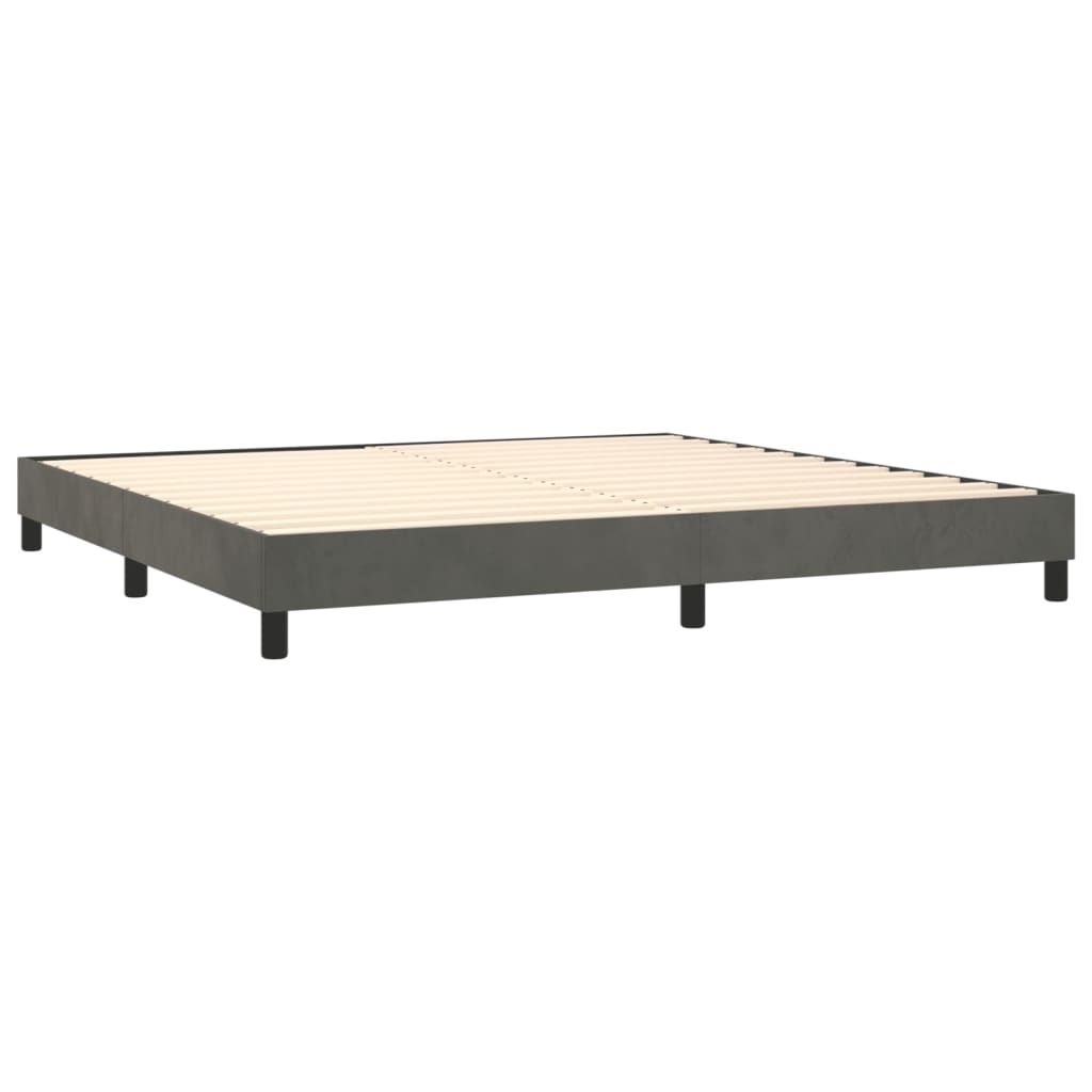 vidaXL Boxspringbett mit Matratze Dunkelgrau 200x200 cm Samt