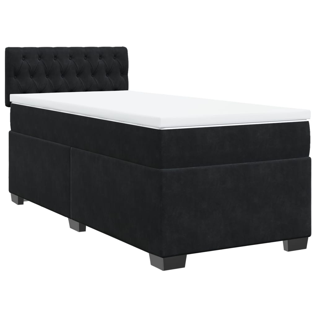 vidaXL Boxspringbett mit Matratze Schwarz 90x190 cm Samt