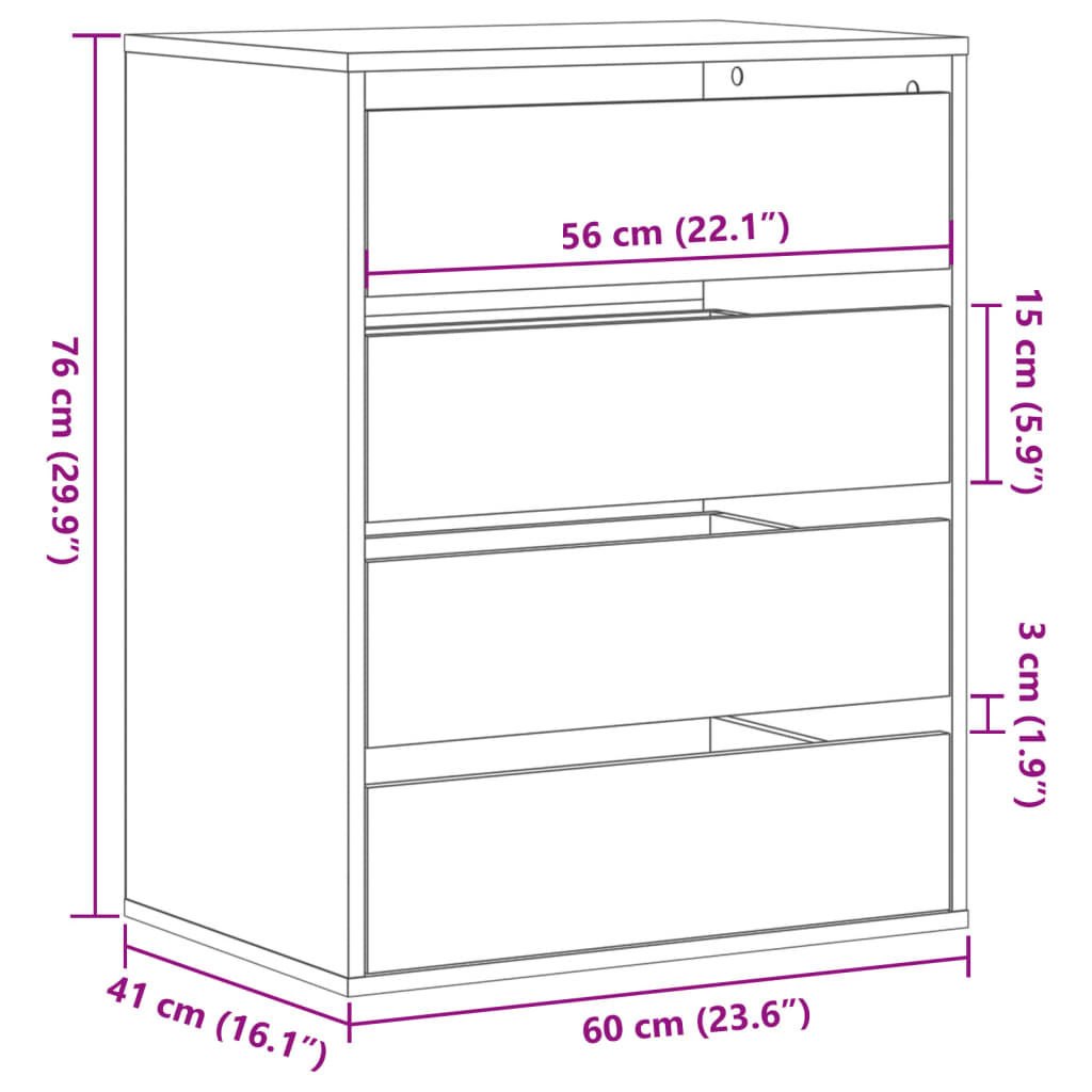 vidaXL Kommode Betongrau 60x41x76 cm Holzwerkstoff