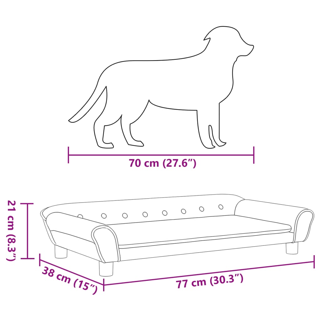 vidaXL Hundebett Braun 100x50x21 cm Samt