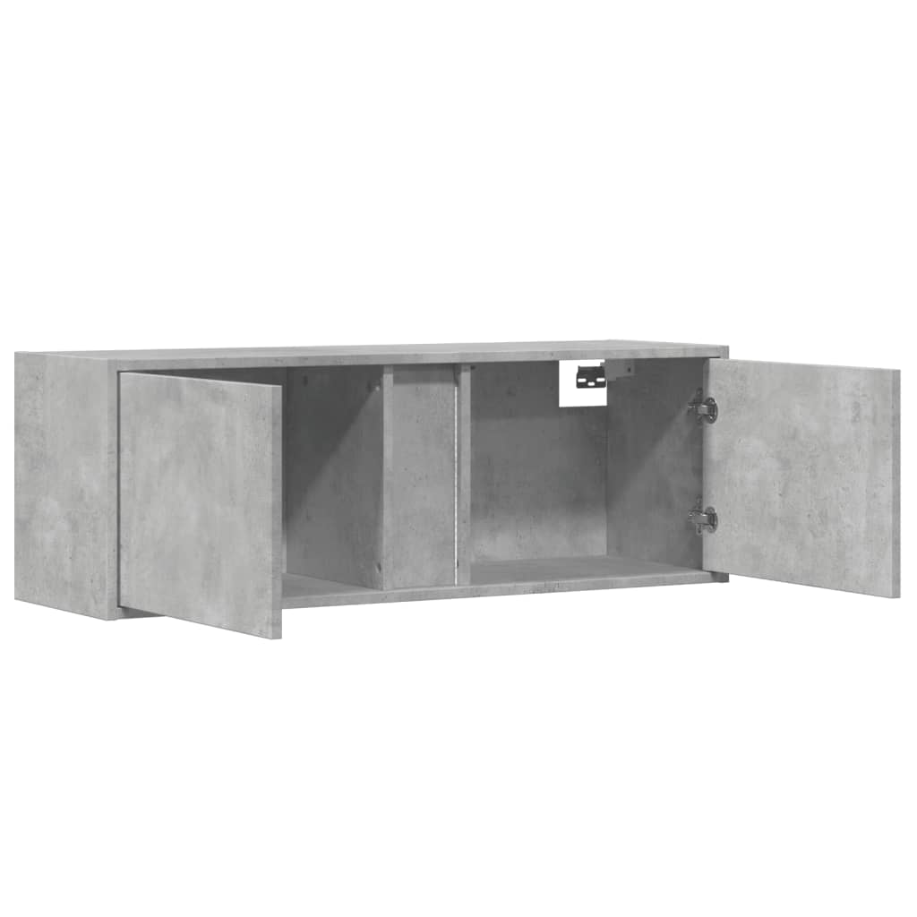 vidaXL TV-Wandschrank mit LED-Beleuchtung Betongrau 100x31x35 cm