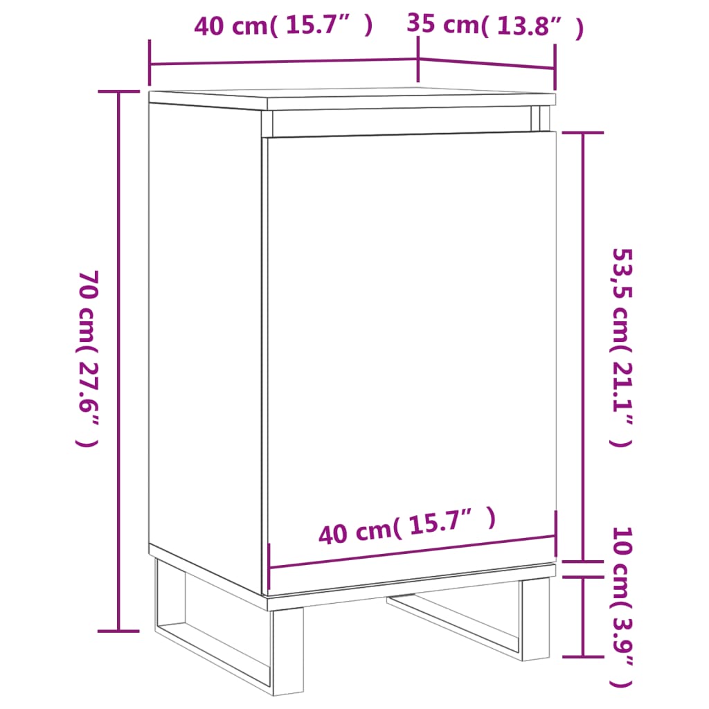 vidaXL Sideboard Grau Sonoma 40x35x70 cm Holzwerkstoff