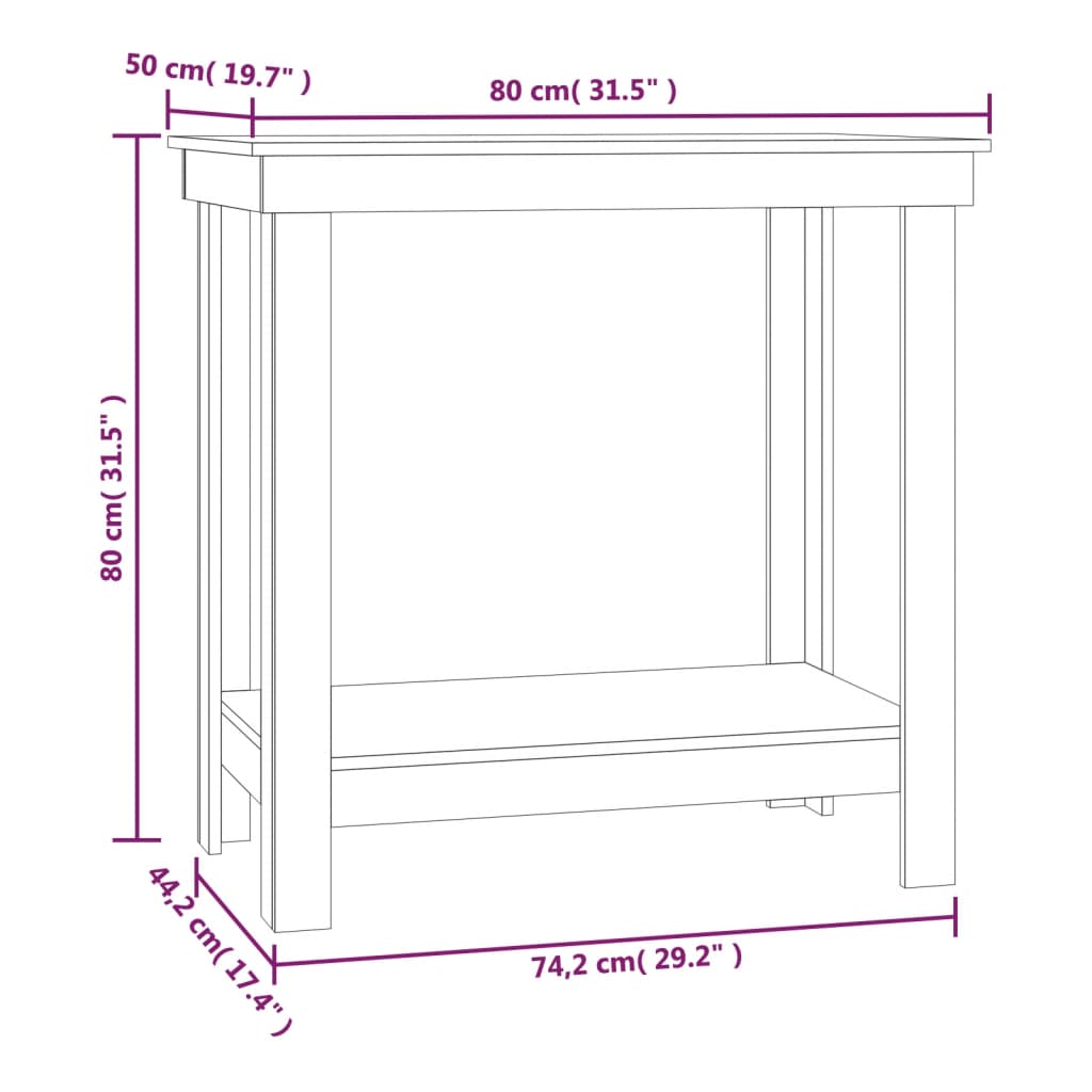 vidaXL Werkbank Honigbraun 80x50x80 cm Massivholz Kiefer