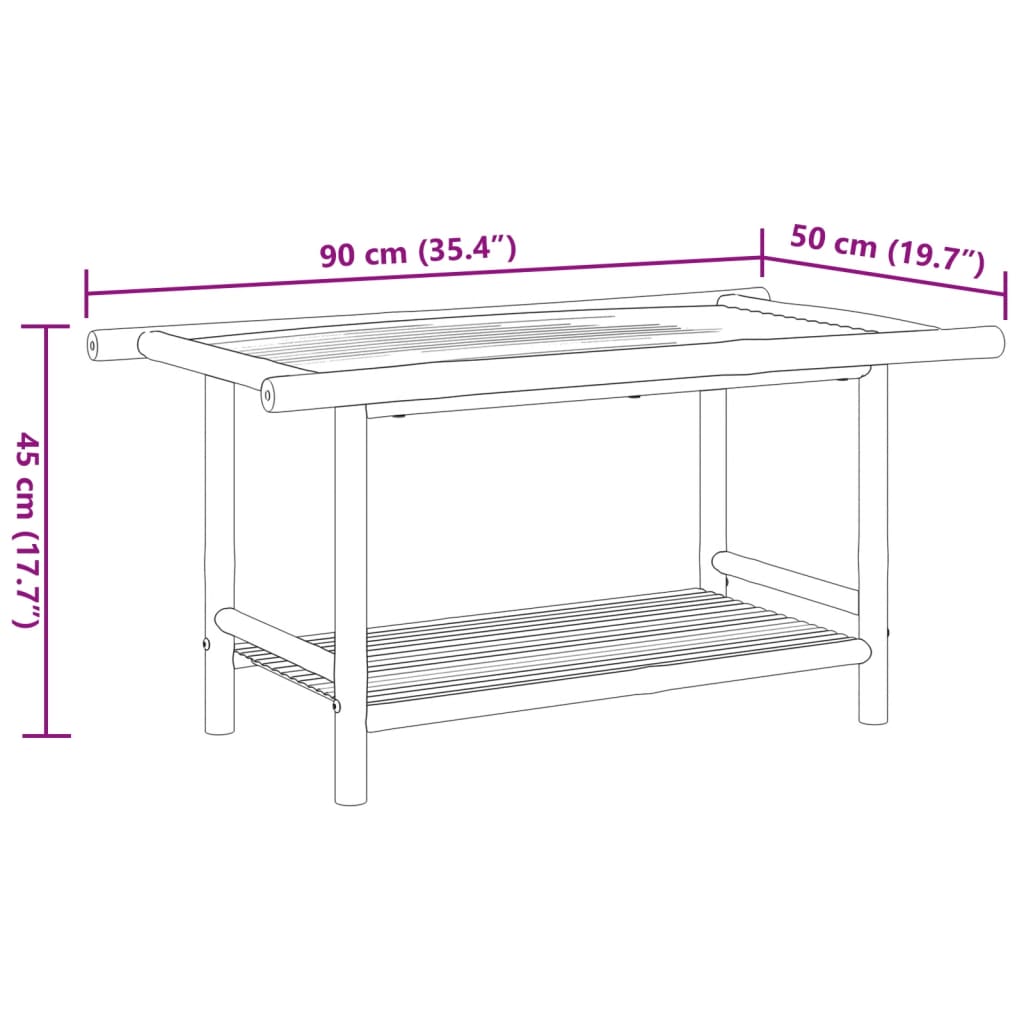 vidaXL Couchtisch 90x50x45 cm Bambus