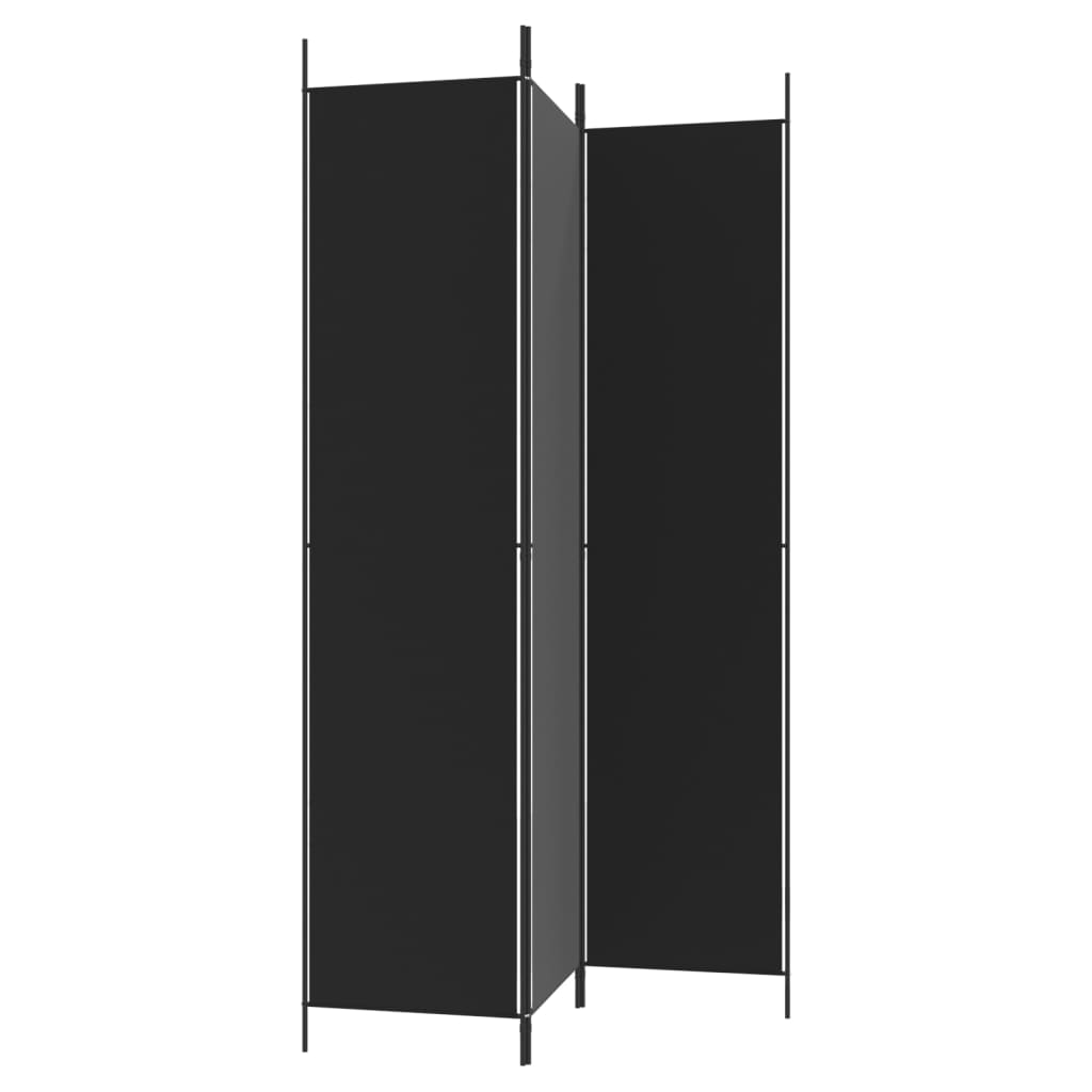 vidaXL 3-tlg. Paravent Schwarz 150x220 cm Stoff