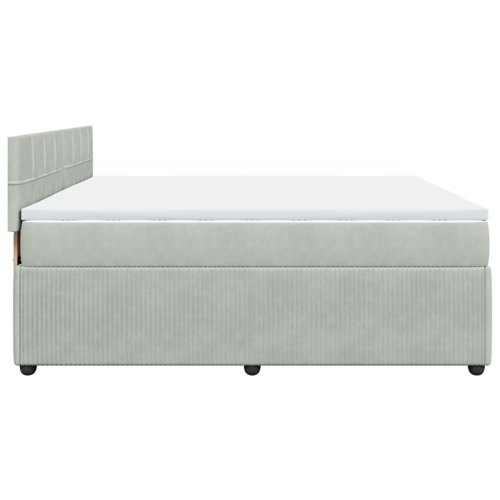 vidaXL Boxspringbett mit Matratze Hellgrau 180x200 cm Samt