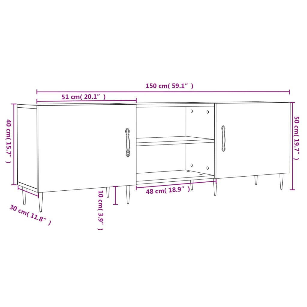 vidaXL TV-Schrank Weiß 150x30x50 cm Holzwerkstoff