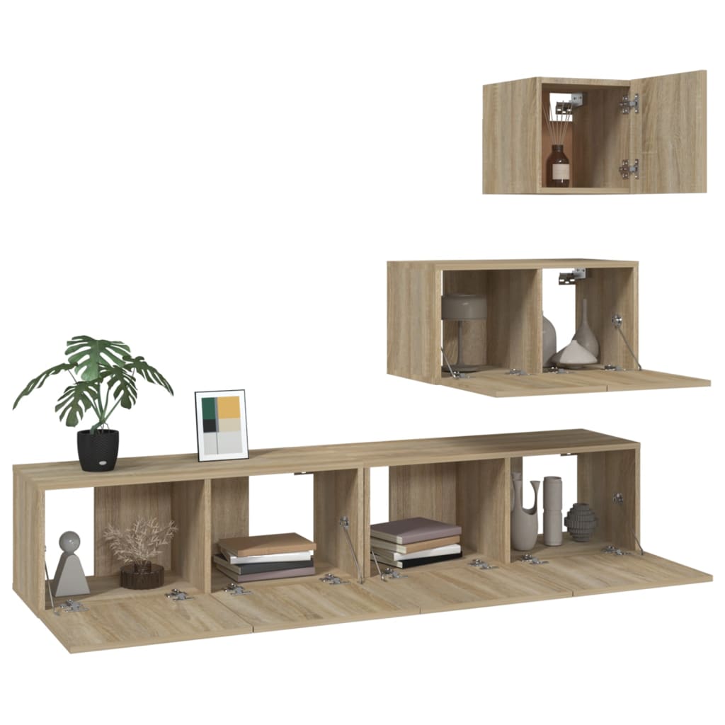 vidaXL 4-tlg. TV-Schrank-Set Sonoma-Eiche Holzwerkstoff