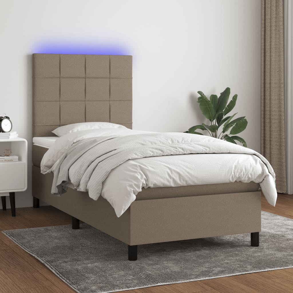 vidaXL Boxspringbett mit Matratze & LED Taupe 80x200 cm Stoff