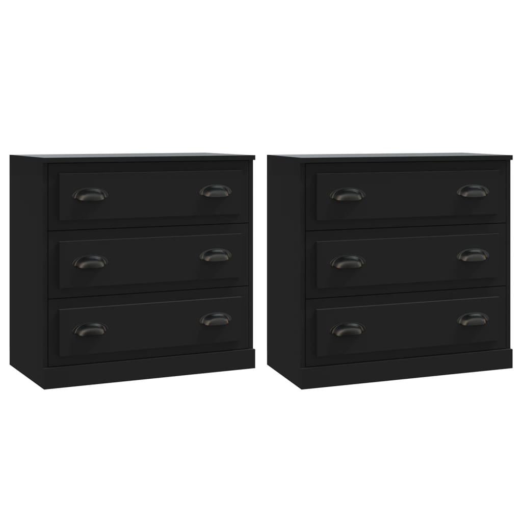 vidaXL Sideboards 2 Stk. Schwarz Holzwerkstoff