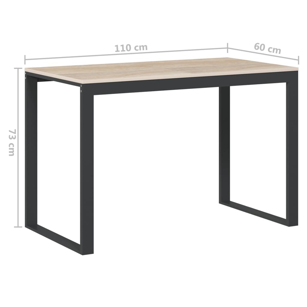 vidaXL Computertisch Schwarz und Eiche-Optik 110x60x73cm Holzwerkstoff