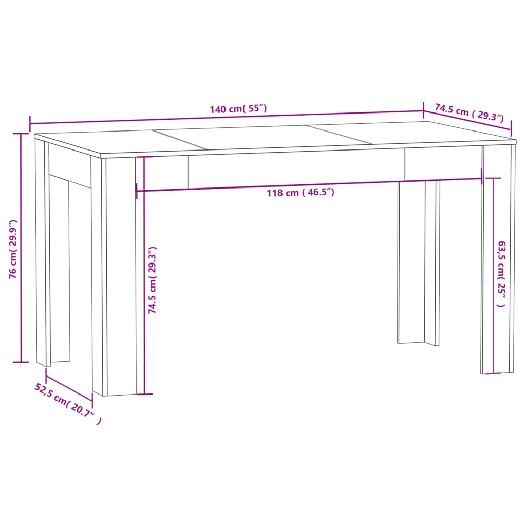 vidaXL Esstisch Schwarz 140x74,5x76 cm Holzwerkstoff