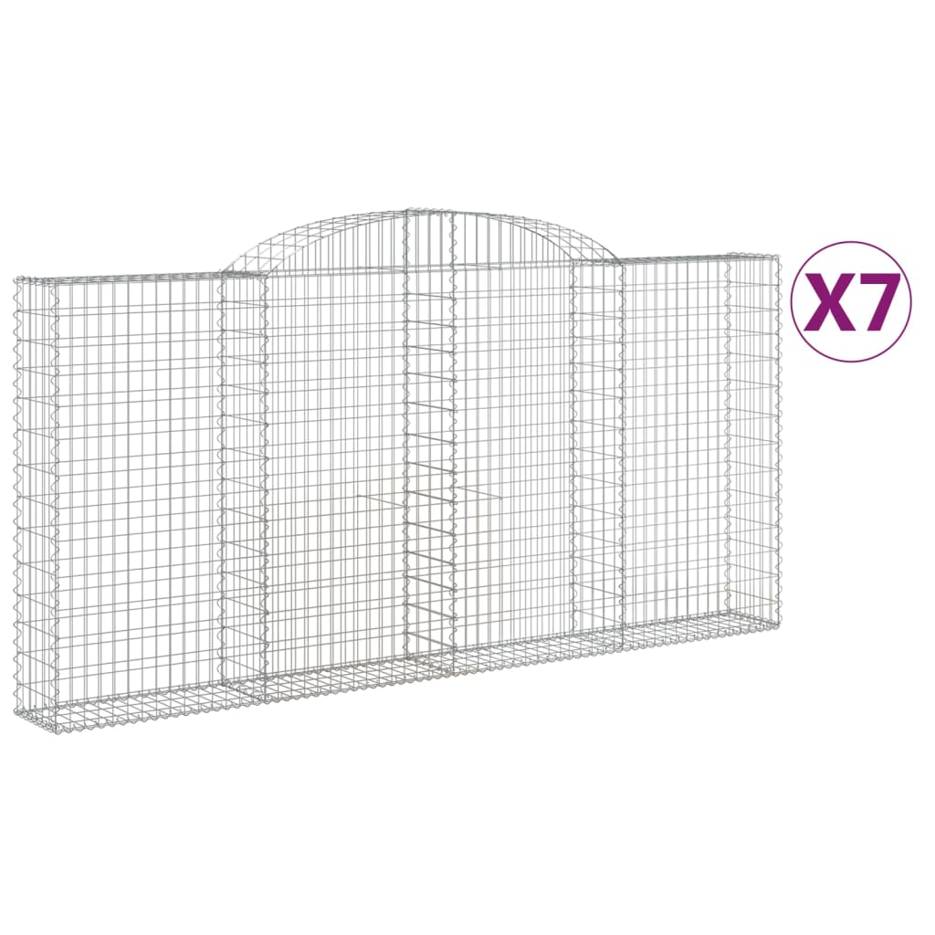 vidaXL Gabionen mit Hochbogen 7 Stk. 300x30x140/160cm Verzinktes Eisen