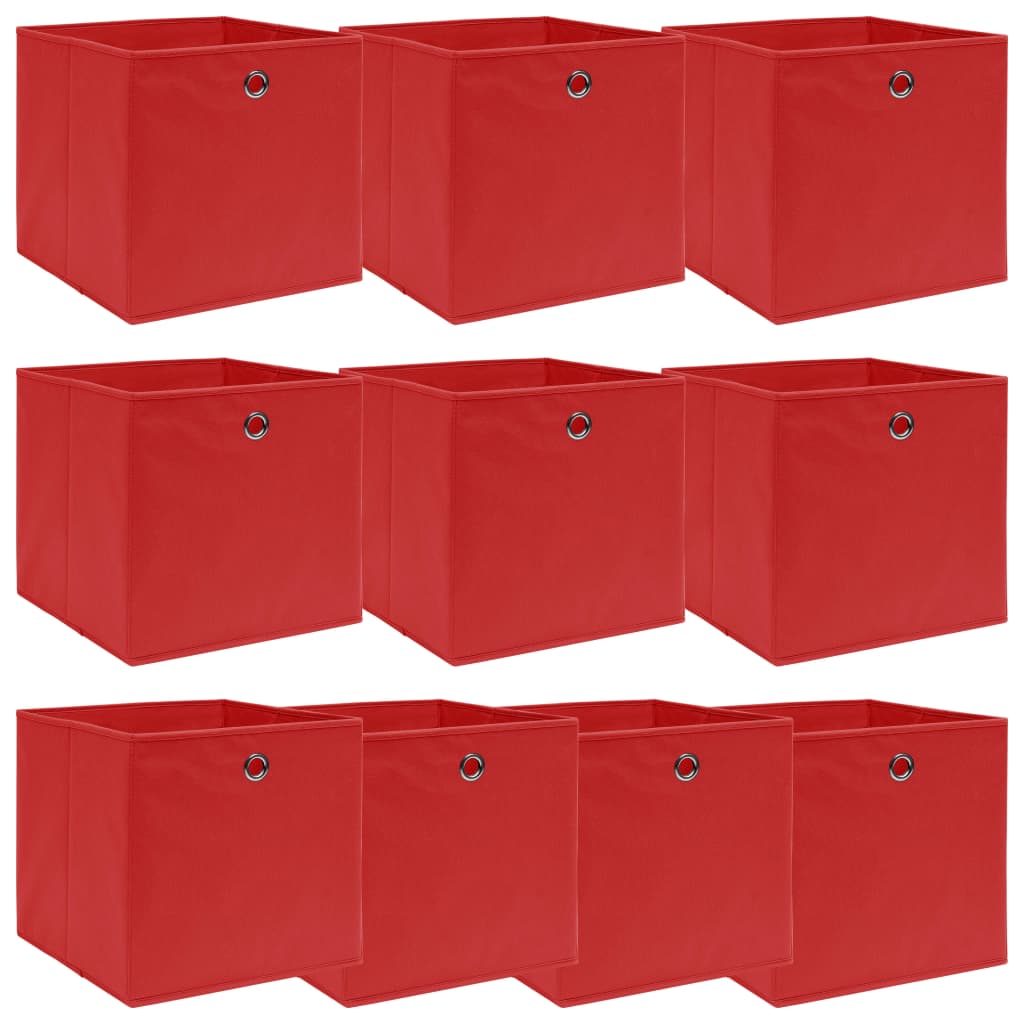 vidaXL Aufbewahrungsboxen 10 Stk. Rot 32x32x32 cm Stoff