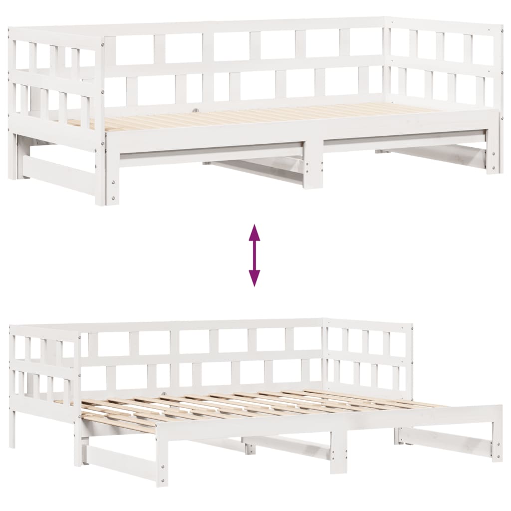 vidaXL Tagesbett Ausziehbar mit Schubladen Weiß 90x200 cm Kiefernholz