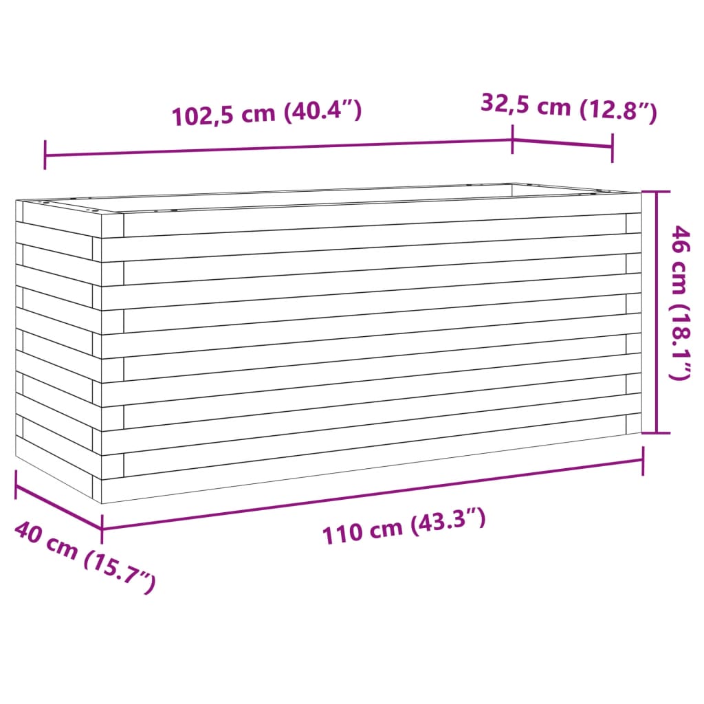 vidaXL Pflanzkübel 110x40x46 cm Kiefernholz Imprägniert