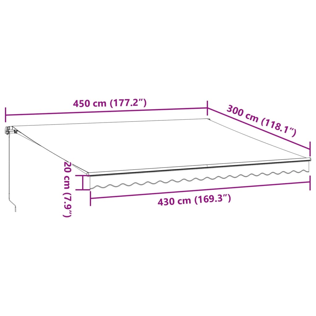 vidaXL Markise mit LED-Beleuchtung Manuell Anthrazit & Weiß 450x300 cm