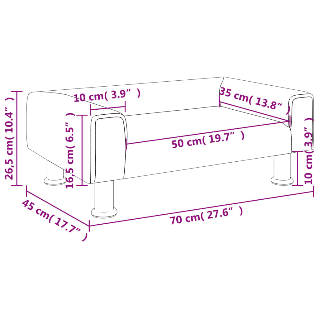 vidaXL Kindersofa Braun 70x45x26,5 cm Samt